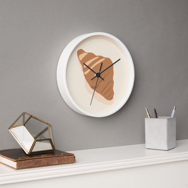 Croissant Food Art Cartoon Illustration Modern Clock (Office)