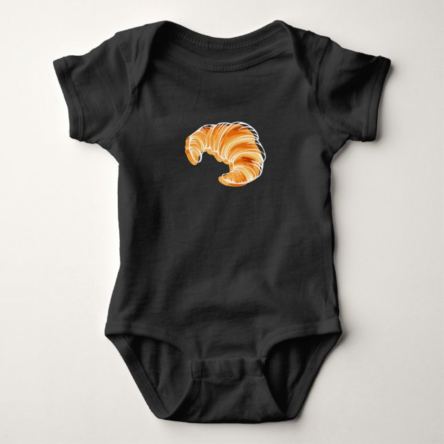 Croissant France Travel Eiffel Tower Baby Bodysuit (Front)