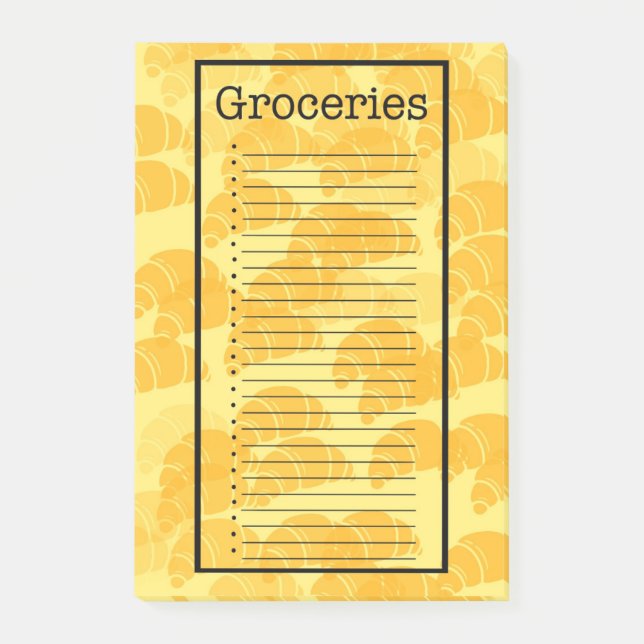 Croissant Grocery List Post-it Notes (Front)