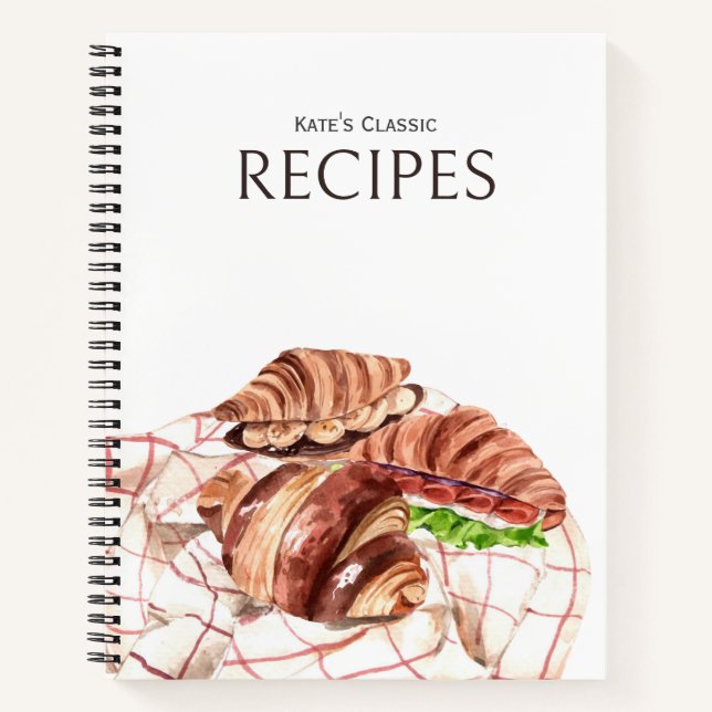 Croissant Lover Customizable Recipe Journal (Front)