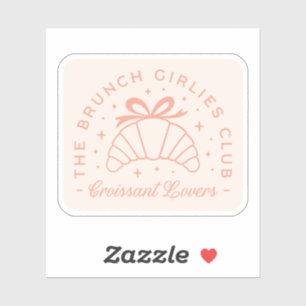 Croissant lovers girly brunch pink bow aesthetic sticker