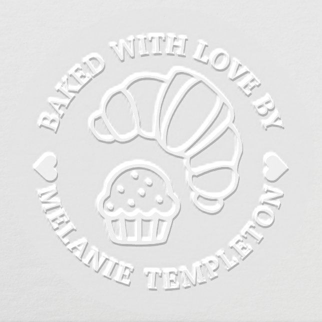 Croissant Muffin Round “Baked With love by” Name Embosser (Design)