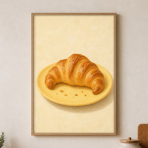 Croissant on Plate Watercolour Cottagecore Poster