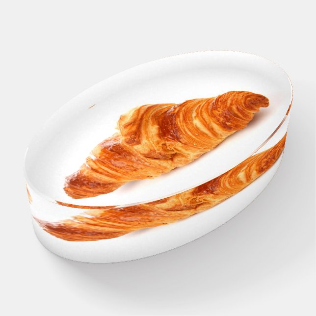 Croissant paperweight, fun pastry food paperweight (Angled)