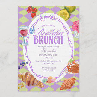 Croissant Pastel Birthday Brunch  Invitation