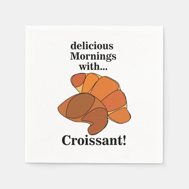 Croissant Pastry Breakfast Brunch Party Napkins (Front)