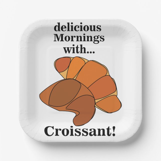 Croissant Pastry Breakfast Brunch Party Paper Plates (Front)