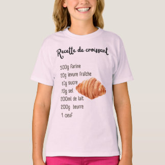 Croissant Pastry Recipe Kids Teens Baking T-Shirt