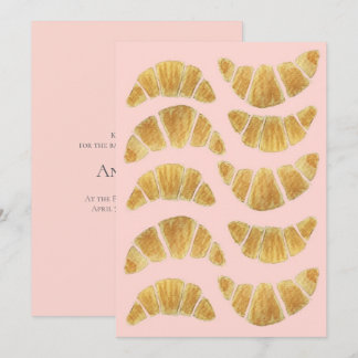 Croissant Rose Watercolour  Invitation