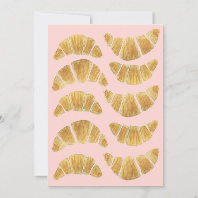 Croissant Rose Watercolour  Invitation (Front)