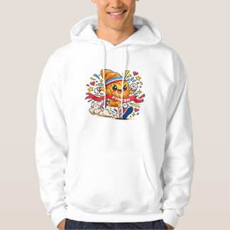 Croissant Runner Cartoon Finish Line Sprint Hoodie