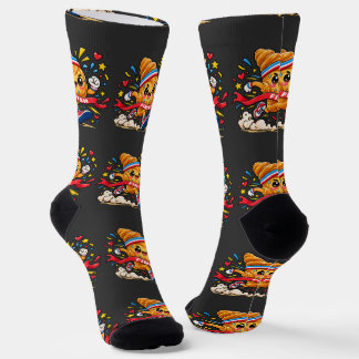 Croissant Runner Cartoon Finish Line Sprint Socks
