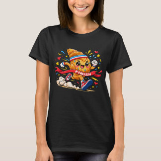Croissant Runner Cartoon Finish Line Sprint T-Shirt