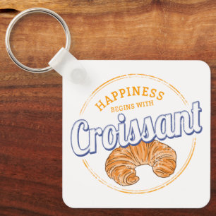 Croissant Snack Vintage France Retro Breakfast Keychain
