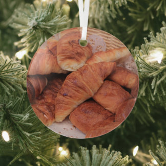 Croissants Christmas Glass Ornament