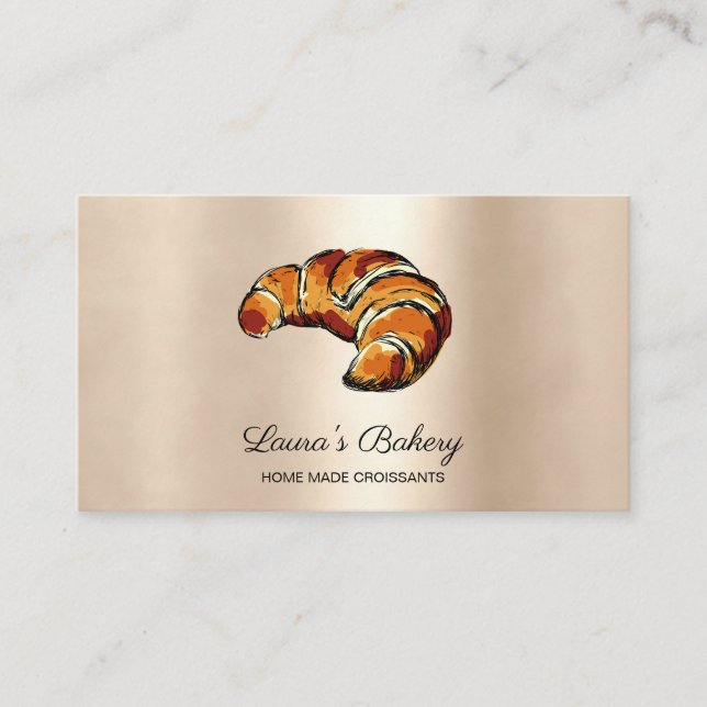 Croissants Home Bakery Rustic Vintage Business Card (Front)