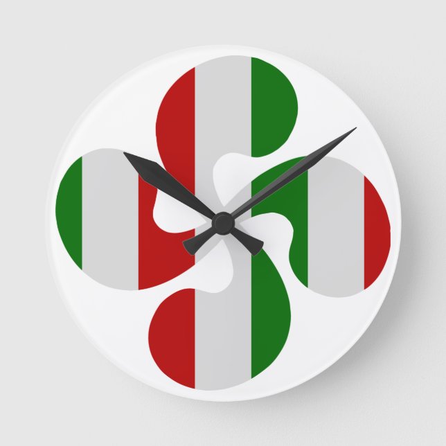 Croix Basque Multicouleurs Round Clock (Front)