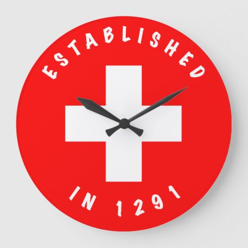 Croix Suisse Horloge _ Established 1291 Large Clock