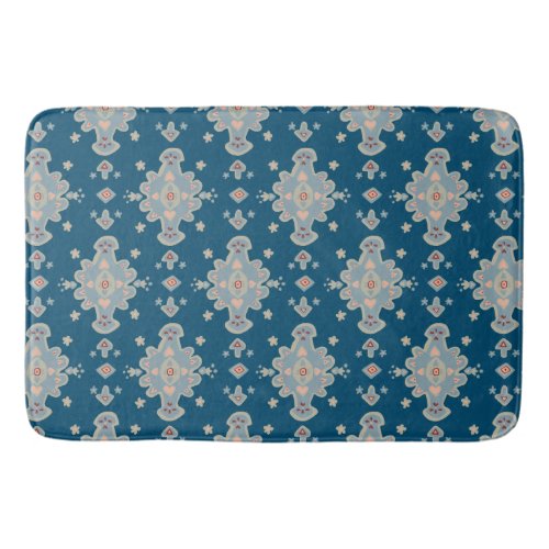 Cromwell Carpet Modern Print Pattern Blue Red Pink Bath Mat