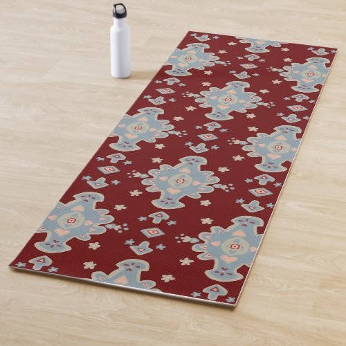 Cromwell Carpet Modern Print Pattern Red Pink Blue Yoga Mat