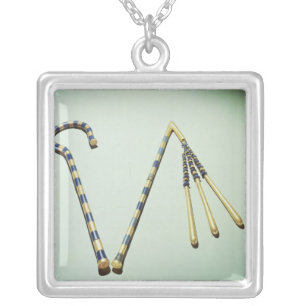 Crook and flail, from the Tomb of Tutankhamun Silver Plated Necklace