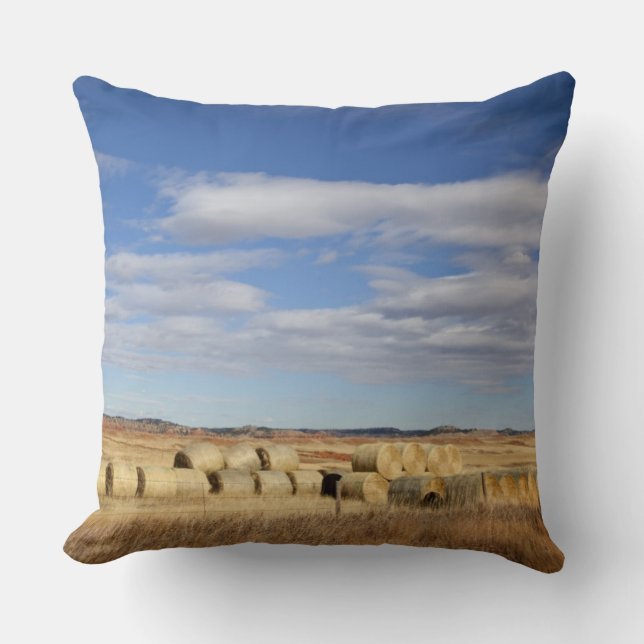 Crook County, Hay Bales Throw Pillow (Front)