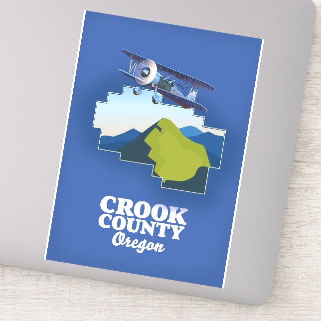 Crook County Oregon map Sticker (Detail)