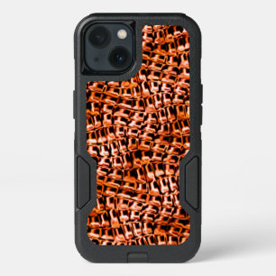 Crooked and wavy coral jute mesh, orange and red iPhone 13 case