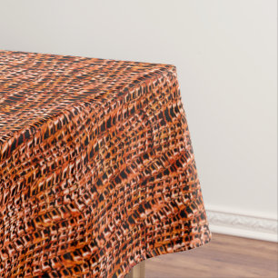 Crooked and wavy coral jute mesh, orange and red tablecloth