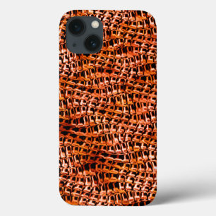 Crooked and wavy coral jute mesh, red and orange iPhone 13 case