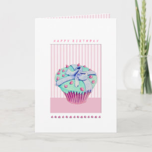 Crooked Cupcake pink Birthday Card