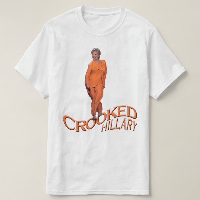 Crooked Hillary Clinton Orange Black T-Shirt (Design Front)