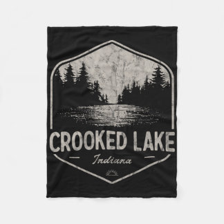 Crooked Lake Indiana Outdoors Vintage Fleece Blanket