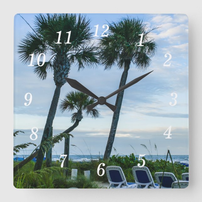 Crooked Palm Trees Wall Clock (Front)