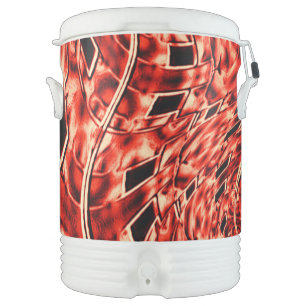 Crooked squares mirrored in coral or brown beverage cooler