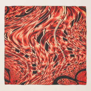 Crooked squares mirrored in coral or red image scarf