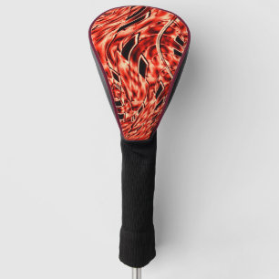 Crooked squares mirrored in coral to red color golf head cover