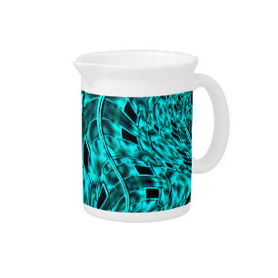 Crooked squares mirrored in cyan or blue color beverage pitcher