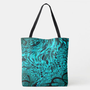 Crooked squares mirrored in cyan or blue color tote bag