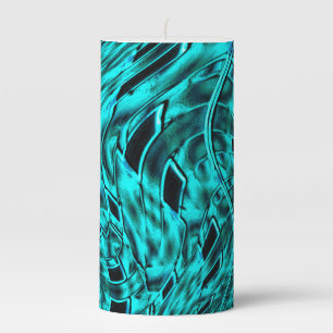 Crooked squares mirrored in cyan or blue image pillar candle