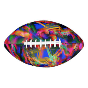 Crooked stained squares with colored 'brushstroke' football