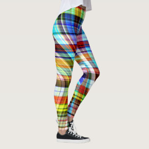 Crooked transparent colorful stripes crossing leggings