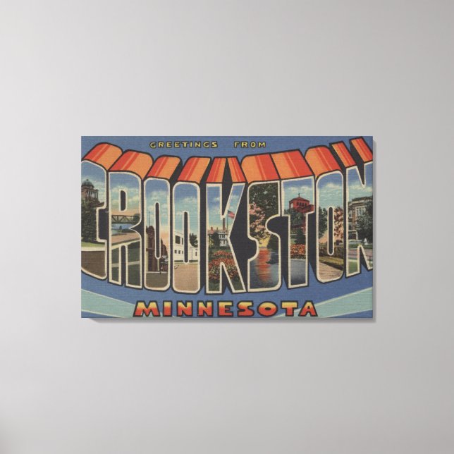 Crookston, Minnesota - Large Letter Scenes Canvas Print (Front)