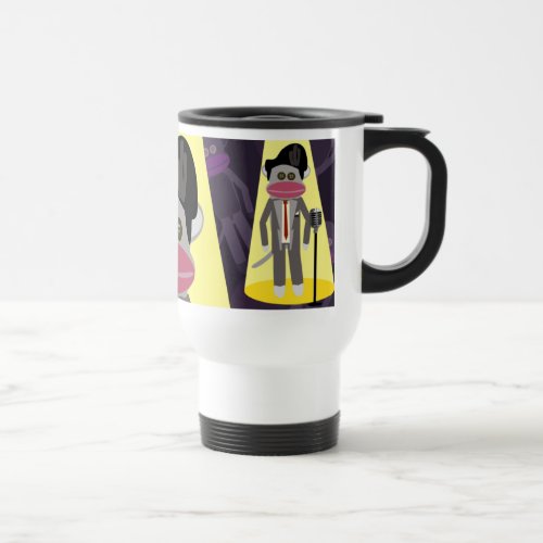 Crooner Fun Fifties Retro Singer Sock Monkey Travel Mug