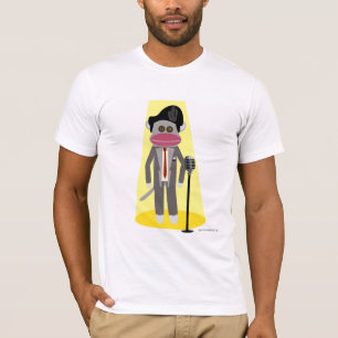 Crooner Sock Monkey Cute Retro Singer Cartoon T-Shirt