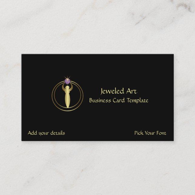 Crop Circle Art - Gold Amethyst Logo Business Card (Front)