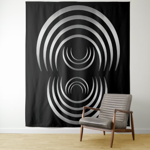 Crop Circle Silver Alien Crescent Moon Tapestry