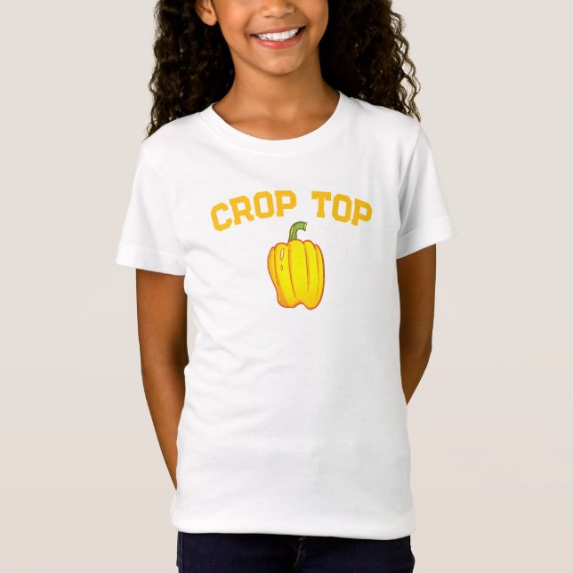 Crop Top, Yellow Pepper, Vegetables, Funny Kids' T-Shirt (Front)