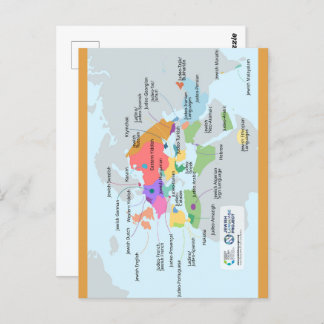 Cropped Map of Jewish languages Postcard