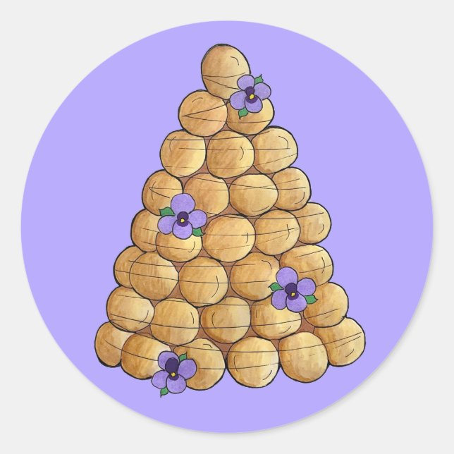 Croquembouche Choux Bun Cream Puffs Wedding Cake Classic Round Sticker (Front)